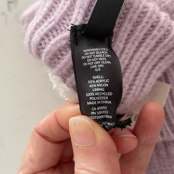 Indigo Love & Lore Outdoor Sherpa Lined Knit Acrylic Nylon Mittens Soft Lilac OS - Picture 6 of 9